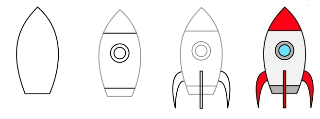 Поэтапное рисование ракеты. Ракета для рисования для детей. Поэтапное рисование ракеты для детей. Алгоритм рисования для дошкольников ракета. Как нарисовать ракету поэтапно