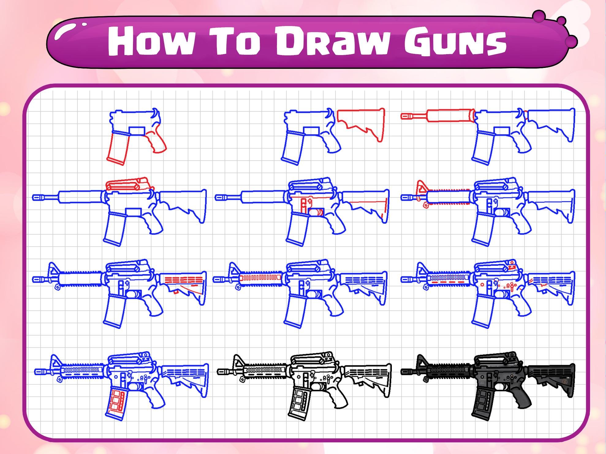 Оружие поэтапно. Оружие для рисования. Пошаговое рисование оружия. Рисунки для срисовки оружие. Рисунки карандашом оружие.