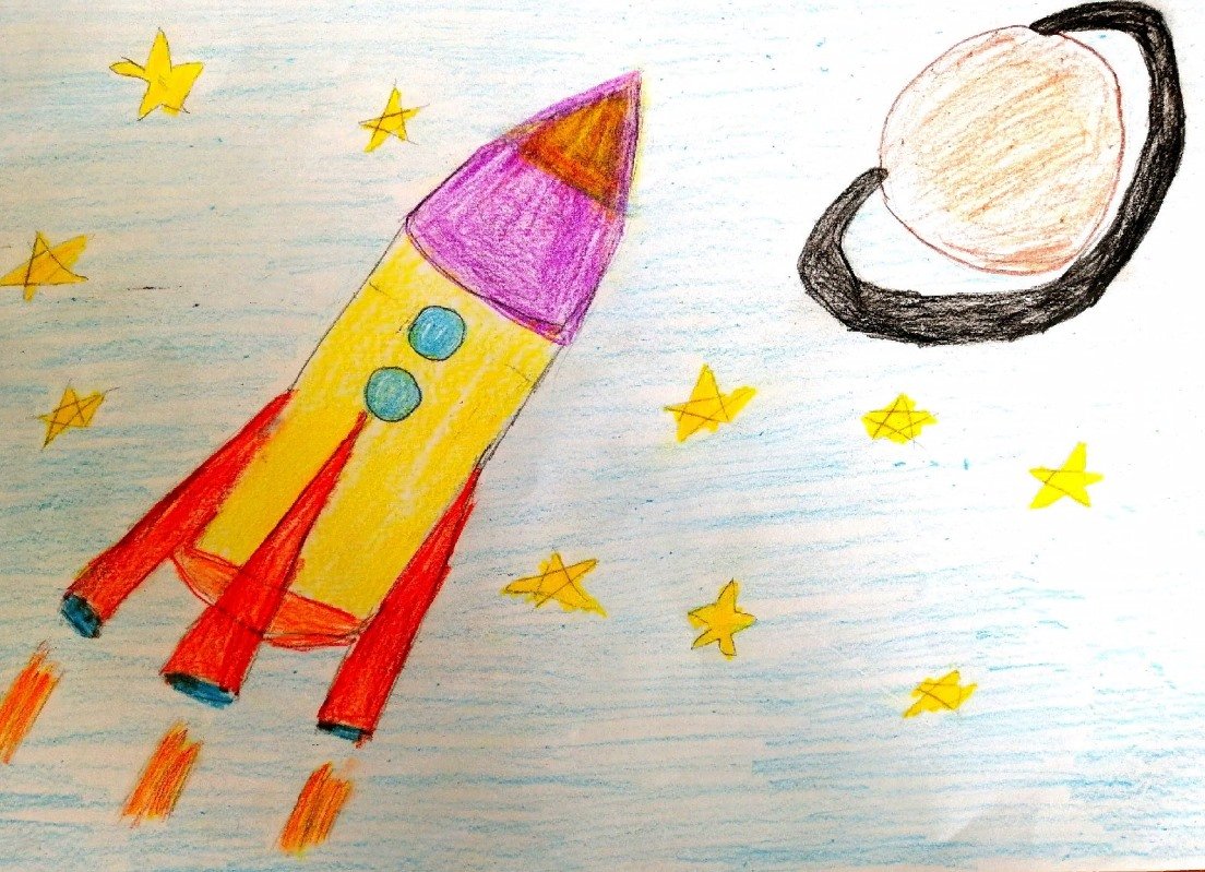 Ракета поэтапно для детей. Рисование ракета в космосе. Рисунок ко Дню космонавтики. Рисование ко Дню космонавтики. Поэтапное рисование космос.