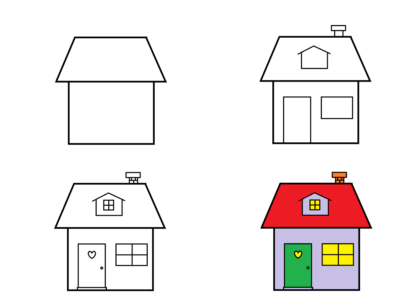 Дома рисовать 4. Домик для рисования. Пошаговое рисование домика. Домик для рисования детям. Поэтапное рисование домов для детей.