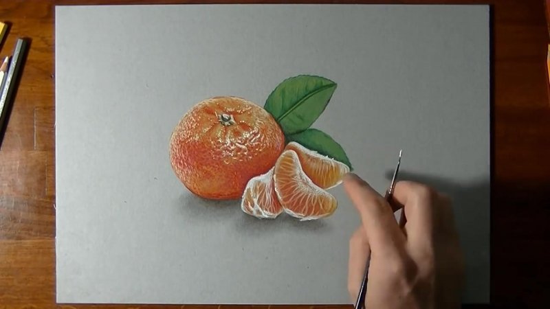 Мандарин легкие. Нарисовать мандарин. Нарисовать апельсин. Мандарины масляной пастелью. Рисование 3 класс мандарин.