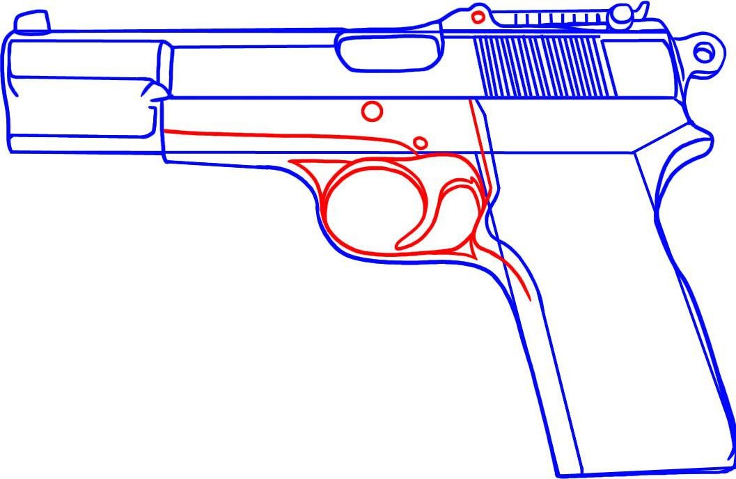 Оружие поэтапно. Рисунки карандашом пист. Поэтапное рисование пистолета.