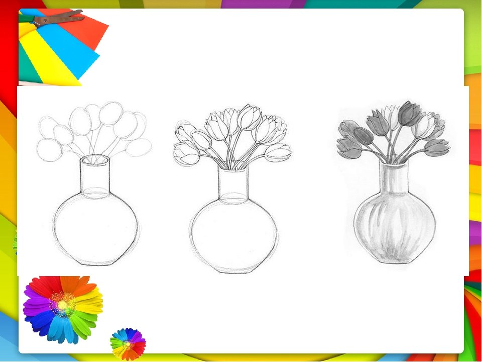 Натюрморт 3 класс изо пошагово. Рисование ваза с цветами. Рисование для детей ваза с цветами. Ваза с цветами рисование с натуры. Рисунки на урок изо.