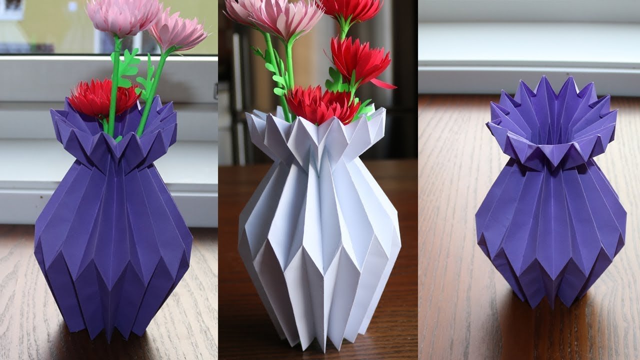 Как сделать вазу легко. Объемная ваза. Поделки из бумаги цветы. Поделка букет цветов из бумаги. Оригами из бумаги ваза для цветов.