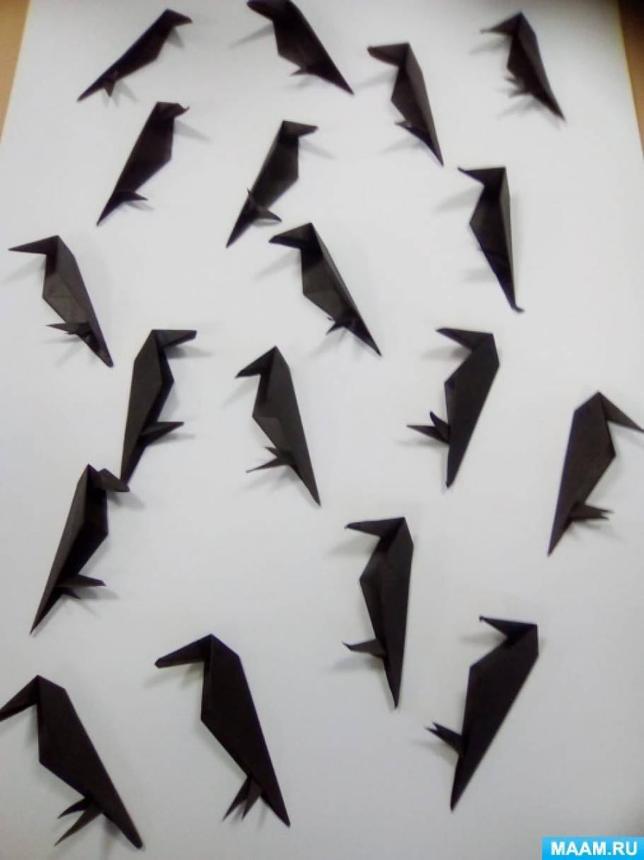 Грачи перелетные птицы оригами. Оригами Грач. Оригами Грачи в старшей группе. Конструирование из бумаги Грач. Грач оригами в подготовительной